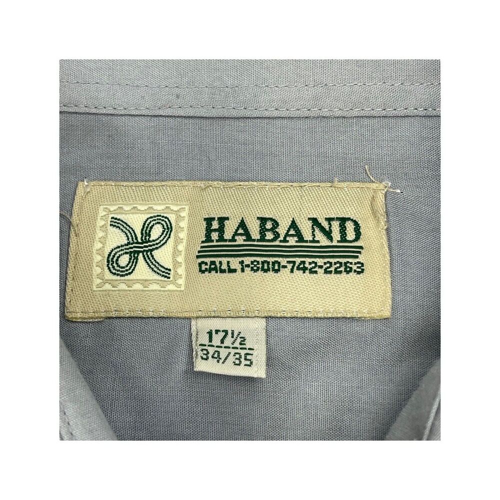 Haband Point Collar Pocket Gray Dress Shirt Long Sleeves Men’s Size 17.5 34/35 - Picture 2 of 8